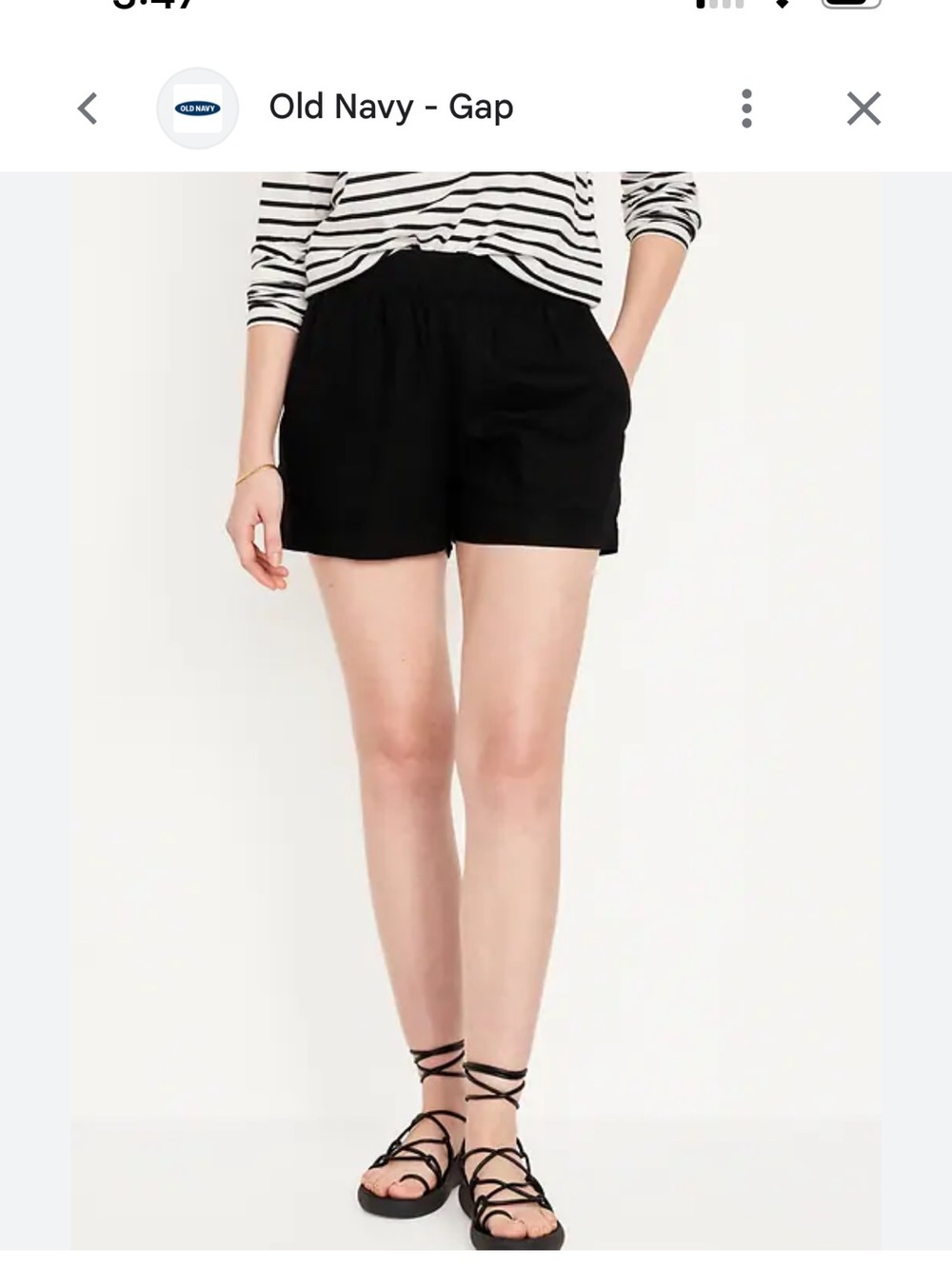 Old Navy Black Linen Blend Drawstring Shorts size medium
